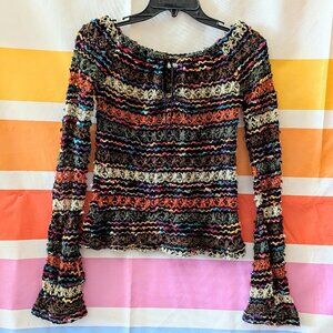 Vintage Volume Vol. 1 Knit Sweater Top Y2k Earth Tones Crochet 90s Bell Sleeves